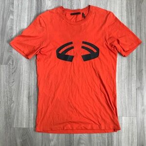HELMUT LANG MENS T SHIRT ORANGE SHORT SLEEVE CREW NECK MEDIUM
